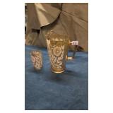 Jeannette marigold carnival glass pitcher and