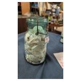 Ball mason jar filled w shell with lid