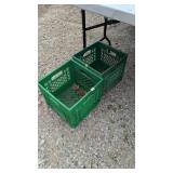 2 green milk crates