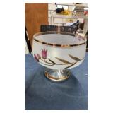 Hand painted frosted glass compote