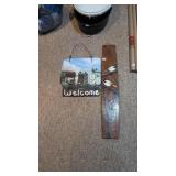 Wooden wall decor slate welcome sign