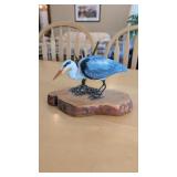Great Blue Heron sculpture signed
