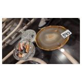 brown and white banded agate slice wtrinket of