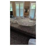 Glass tray and serving bowls