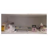 shelf full of crafting supplies