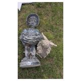 Spent Angel and girl statues both damaged