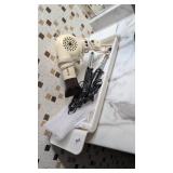 Bath tub tray curling irons and hair dryer