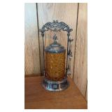 Antique silver plate amber pickle caster
