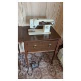 White sewing machine with stand