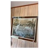 Tropical crane scenic print