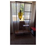 MCM plant stand with amber swag lamp