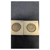 2- 1958 Canadian 50-cents coins 80% silver