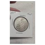 1965 Canadian 50 Cents silver coin 80%