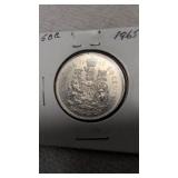 1965 Canadian 50 Cents silver coin 80%