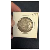 1957 Canadian 50-cents silver coin