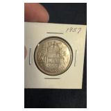 1957 Canadian 50-cents silver coin