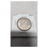 1964 Canadian 50-cent silver coin 80%