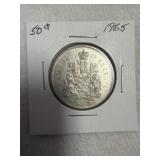 1965 Canadian 50-cent coat of arms silver half