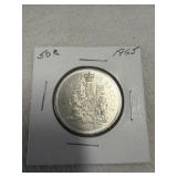 1965 Canadian 50 cent silver coin 80%