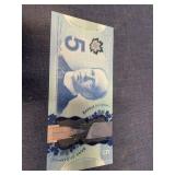 5 Dollar Canadian bank note