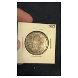 1958 Canadian 50-cents silver coin