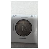 1967 Canadian 50-cent silver coin 80%