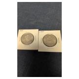 2-1960 Canadian 50-Cent Silver Coins