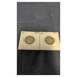 2-1965 Canadian 25 cent coins