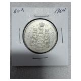 1964 Canada Silver 50 Cents - Queen Elizabeth II