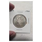 1966 Canadian 50-Cent Silver Half Dollar 80%