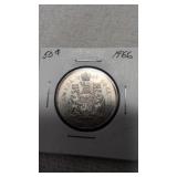1966 Canadian 50-Cent Silver Half Dollar 80%