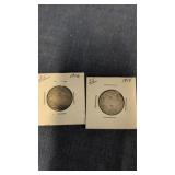1916 & 1918  Canadian 25-cents sterling silver