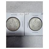 1964 Canada Silver 50 Cents Half Dollars 80%