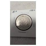 1966 Canadian 50-cent silver coin 80%