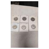 6 1973 Canadian 25 cent coins