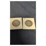 1950 & 49  Canadian 50-cents coins 80% silver