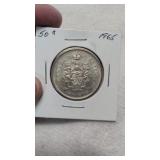 1965 Canadian 50 Cents silver coin 80%