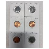 Lot of 6 - US Lincoln Cents (Three 1943 Steel
