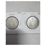 1964 Canada Silver 50 Cents Half Dollars 80%