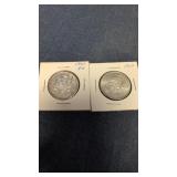 1962 & 61 Canadian 50-cents coins 80% silver
