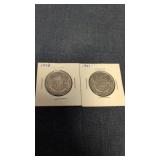 2-1943 Canadian 50-Cent Silver Coins