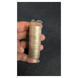 Roll of uncirculated 1992 Canadian 25-cent coin