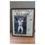 Framed Detroit Free Press News article