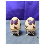 Pair of Vintage Porcelain Egg Shaped Trinket
