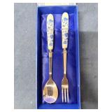 Chinese Blue & White Ceramic Handle Stainless