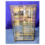 Vintage Brass & Glass Multi Compartment Curio