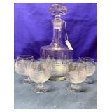 6-piece Cutty Sark Scots Whisky Etched Glass Ship