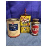 Vintage Handy Can Lot of 3 Boracic Acid Liquid