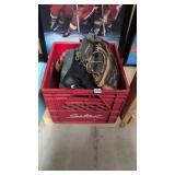 Milk Crate full of baseball gloves