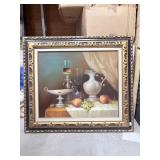 Original Still Life Oil Painting Grapes & Pitcher